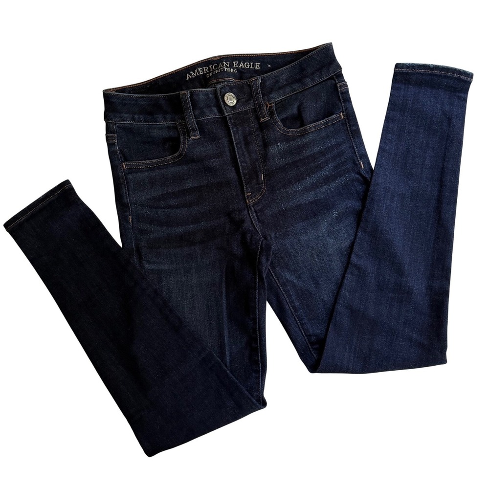 American Eagle Hi-Rise Jegging Super Super Stretch X Dark Wash Jeans 2 Short